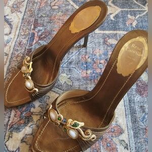 Rene Caovilla Slipper Heels Size 39/8